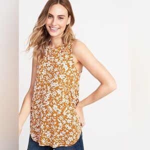 Mustard Floral-Print Swing Tank for Women